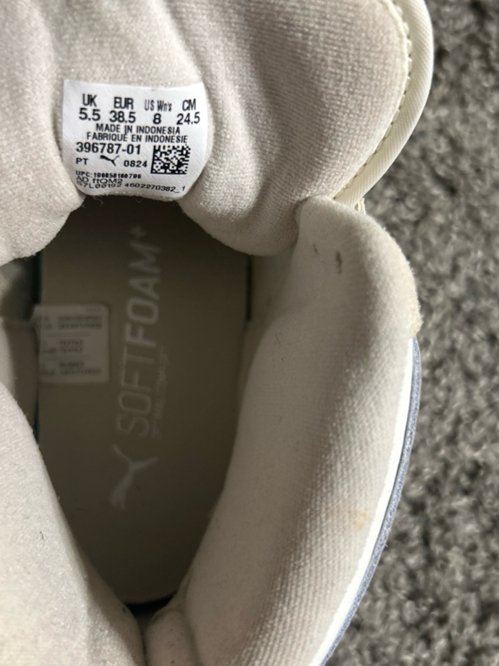 Woman Cream & White High-Top Puma Sneakers with Gold Logo - Picture 6 of 8